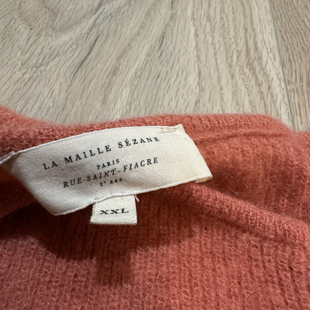 Sezane Gaspard Cardigan Size XXL Coral Mohair Alpaca Blend Sweater Button Up - Picture 3 of 8